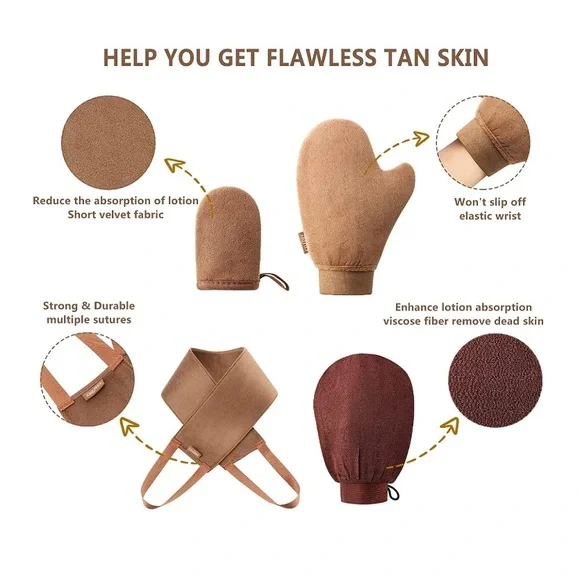 CeleCily Self Tanning Mitt Applicator - Self Tanner Mitt 4 in 1 Set - Picture 8 of 9